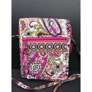 Vera Bradley Hipster Pink Swirl Paisley Cotton Crossbody Shoulder Bag Purse